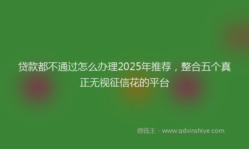 贷款都不通过怎么办理2025年推荐，整合五个真正无视征信花的平台