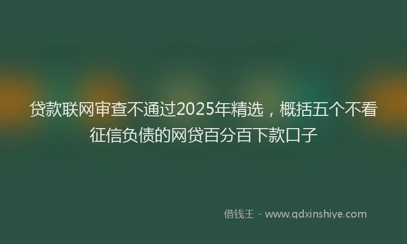 贷款联网审查不通过2025年精选，概括五个不看征信负债的网贷百分百下款口子