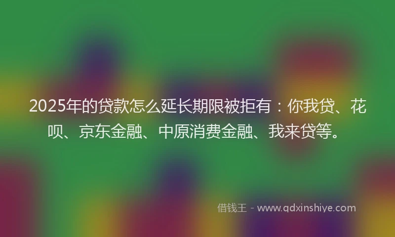 2025年的贷款怎么延长期限被拒有：你我贷、花呗、京东金融、中原消费金融、我来贷等。
