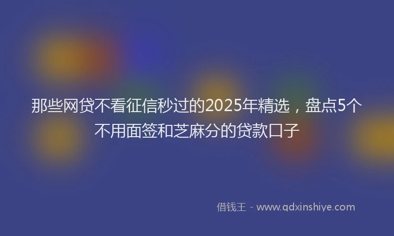 那些网贷不看征信秒过的2025年精选，盘点5个不用面签和芝麻分的贷款口子
