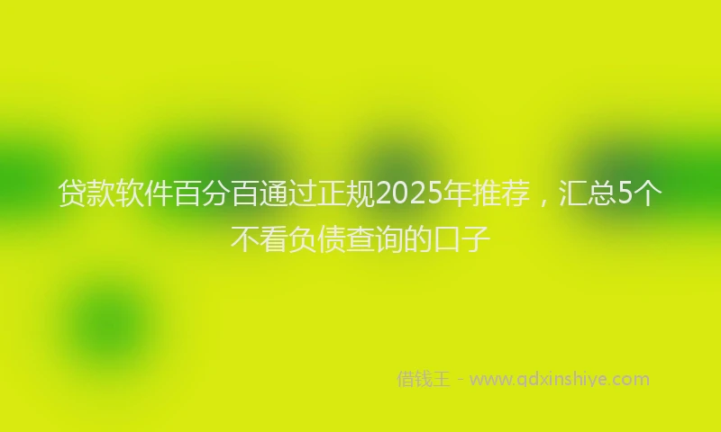 贷款软件百分百通过正规2025年推荐，汇总5个不看负债查询的口子