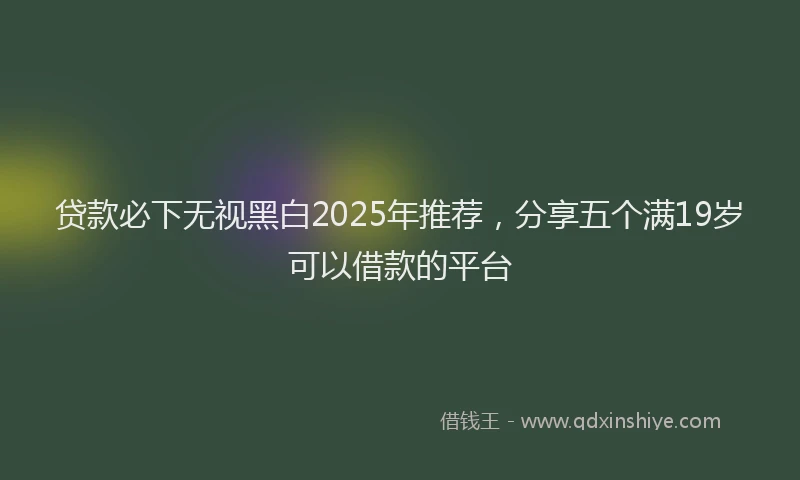贷款必下无视黑白2025年推荐，分享五个满19岁可以借款的平台