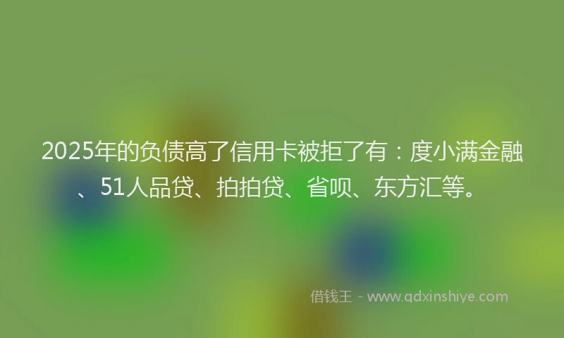 2025年的负债高了信用卡被拒了有：度小满金融、51人品贷、拍拍贷、省呗、东方汇等。