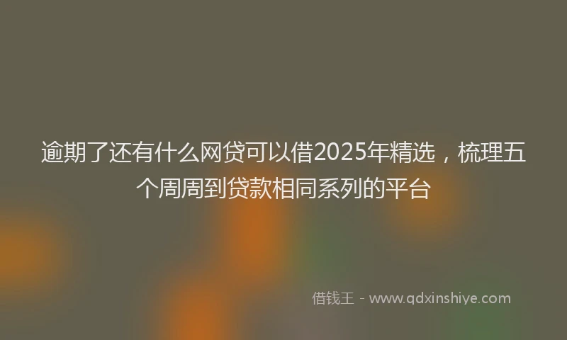 逾期了还有什么网贷可以借2025年精选，梳理五个周周到贷款相同系列的平台