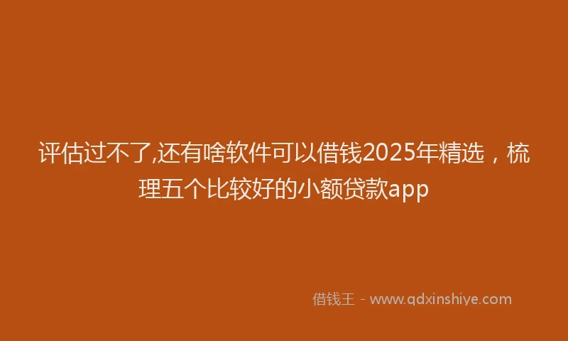 评估过不了,还有啥软件可以借钱2025年精选，梳理五个比较好的小额贷款app