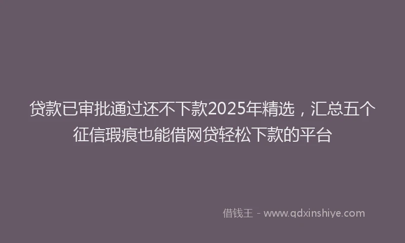 贷款已审批通过还不下款2025年精选，汇总五个征信瑕疵也能借网贷轻松下款的平台