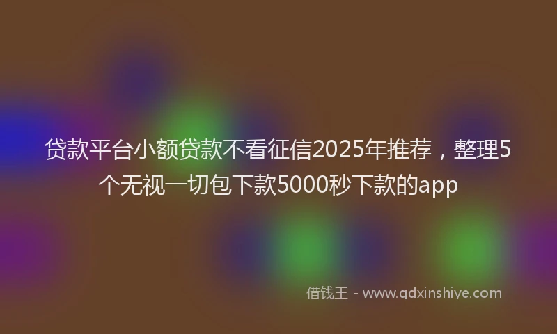 贷款平台小额贷款不看征信2025年推荐，整理5个无视一切包下款5000秒下款的app