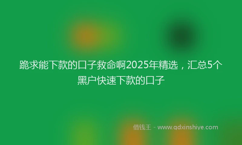 跪求能下款的口子救命啊2025年精选，汇总5个黑户快速下款的口子