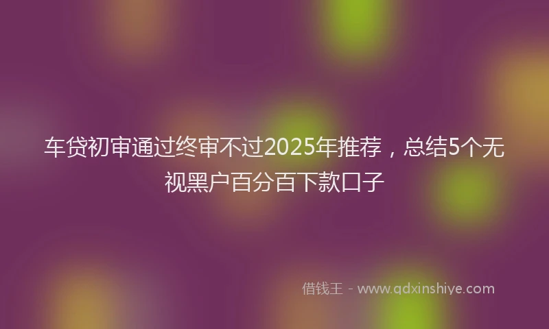 车贷初审通过终审不过2025年推荐，总结5个无视黑户百分百下款口子