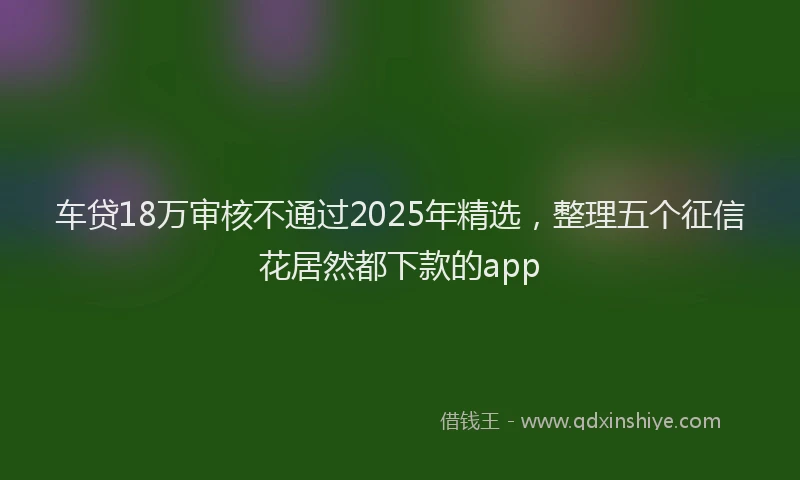 车贷18万审核不通过2025年精选，整理五个征信花居然都下款的app