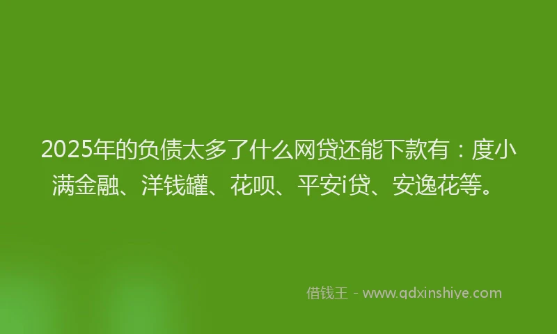 2025年的负债太多了什么网贷还能下款有：度小满金融、洋钱罐、花呗、平安i贷、安逸花等。