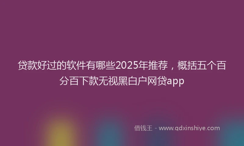 贷款好过的软件有哪些2025年推荐，概括五个百分百下款无视黑白户网贷app