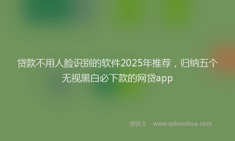 贷款不用人脸识别的软件2025年推荐，归纳五个无视黑白必下款的网贷app