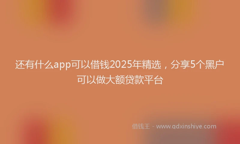 还有什么app可以借钱2025年精选，分享5个黑户可以做大额贷款平台