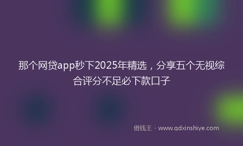那个网贷app秒下2025年精选，分享五个无视综合评分不足必下款口子