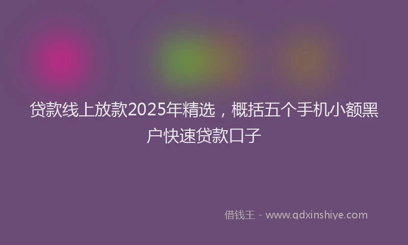 贷款线上放款2025年精选，概括五个手机小额黑户快速贷款口子
