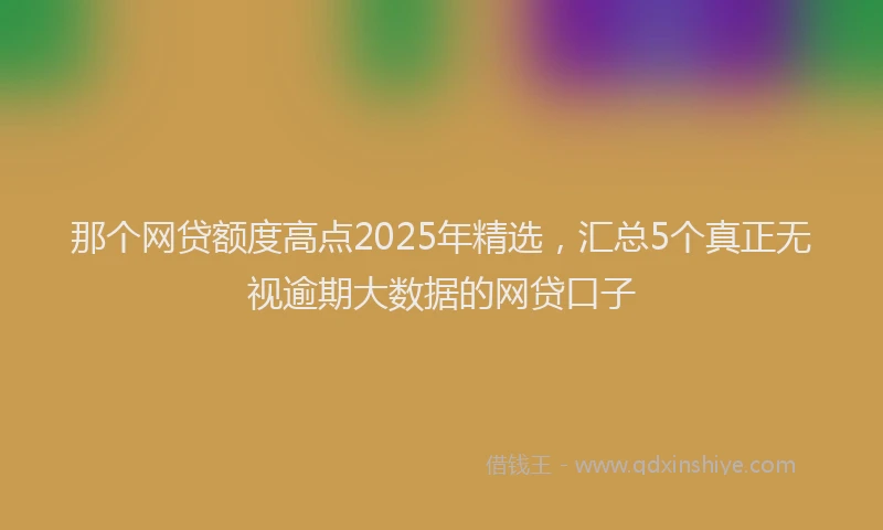 那个网贷额度高点2025年精选，汇总5个真正无视逾期大数据的网贷口子