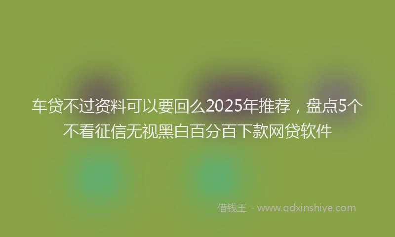 车贷不过资料可以要回么2025年推荐，盘点5个不看征信无视黑白百分百下款网贷软件