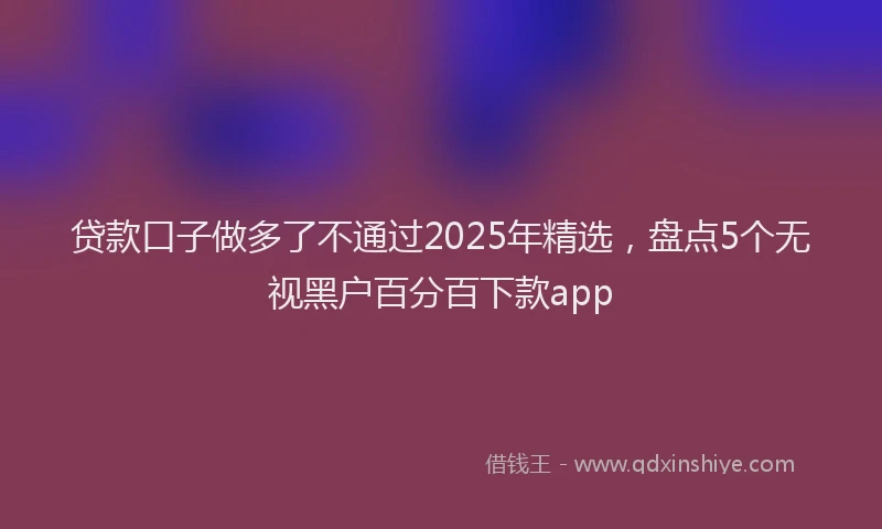贷款口子做多了不通过2025年精选，盘点5个无视黑户百分百下款app