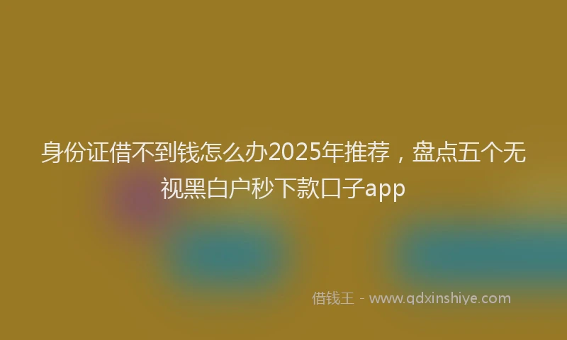 身份证借不到钱怎么办2025年推荐，盘点五个无视黑白户秒下款口子app