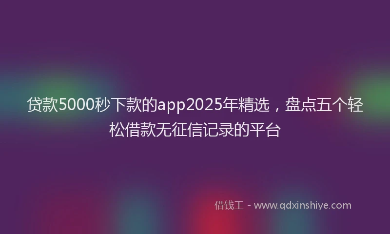 贷款5000秒下款的app2025年精选，盘点五个轻松借款无征信记录的平台