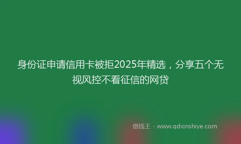身份证申请信用卡被拒2025年精选，分享五个无视风控不看征信的网贷