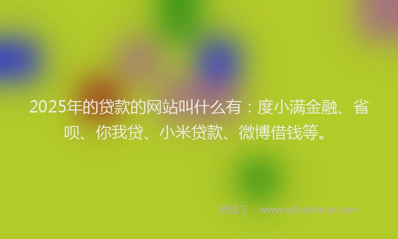 2025年的贷款的网站叫什么有：度小满金融、省呗、你我贷、小米贷款、微博借钱等。