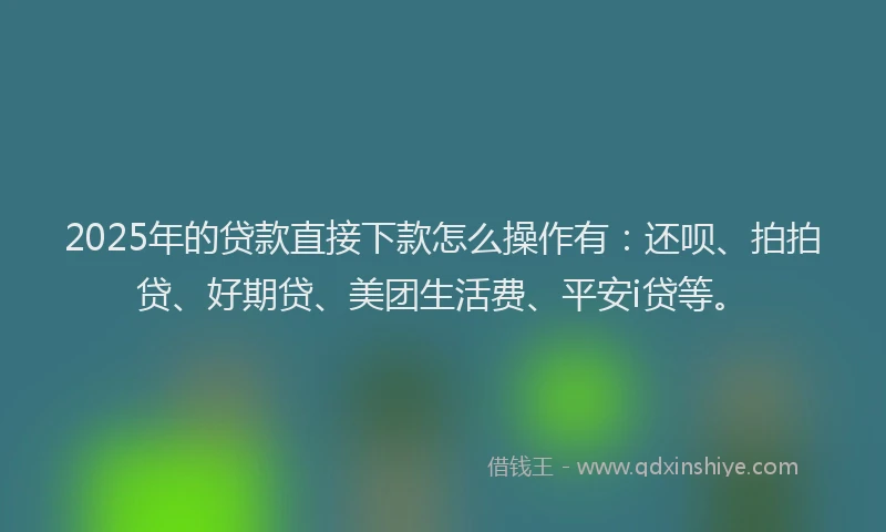 2025年的贷款直接下款怎么操作有：还呗、拍拍贷、好期贷、美团生活费、平安i贷等。