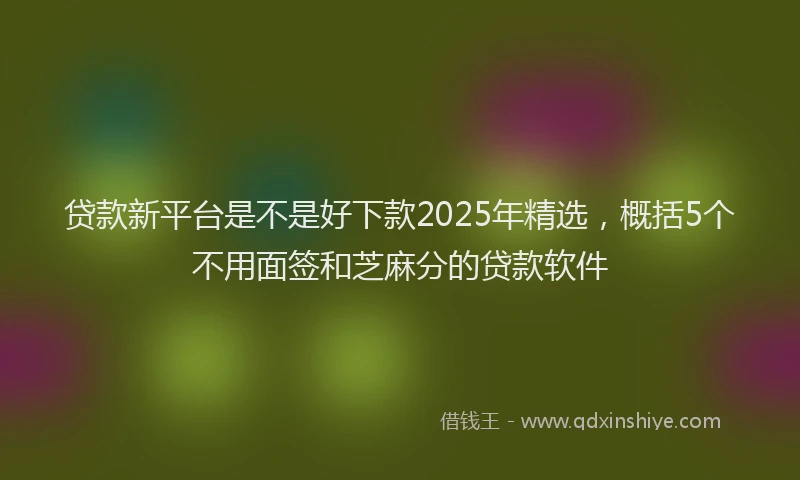 贷款新平台是不是好下款2025年精选，概括5个不用面签和芝麻分的贷款软件