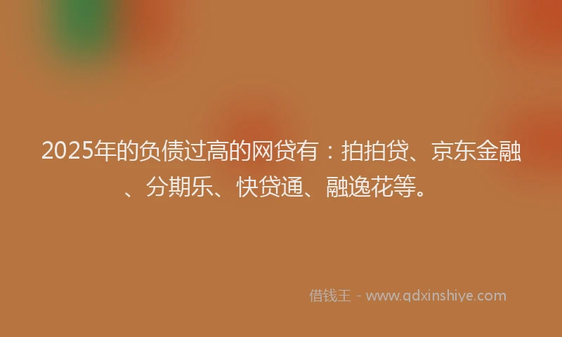 2025年的负债过高的网贷有：拍拍贷、京东金融、分期乐、快贷通、融逸花等。