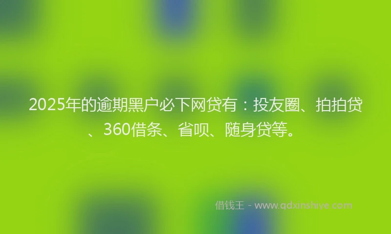 2025年的逾期黑户必下网贷有：投友圈、拍拍贷、360借条、省呗、随身贷等。