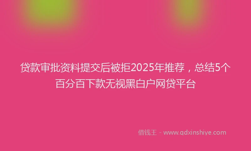 贷款审批资料提交后被拒2025年推荐，总结5个百分百下款无视黑白户网贷平台