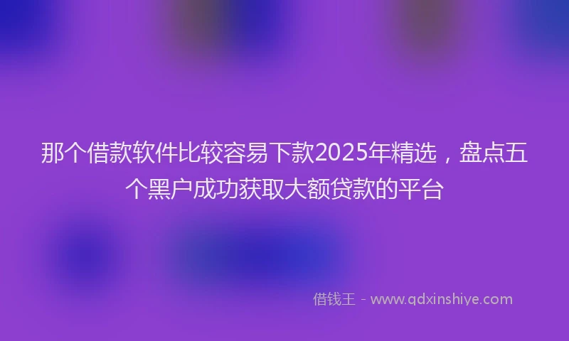 那个借款软件比较容易下款2025年精选，盘点五个黑户成功获取大额贷款的平台
