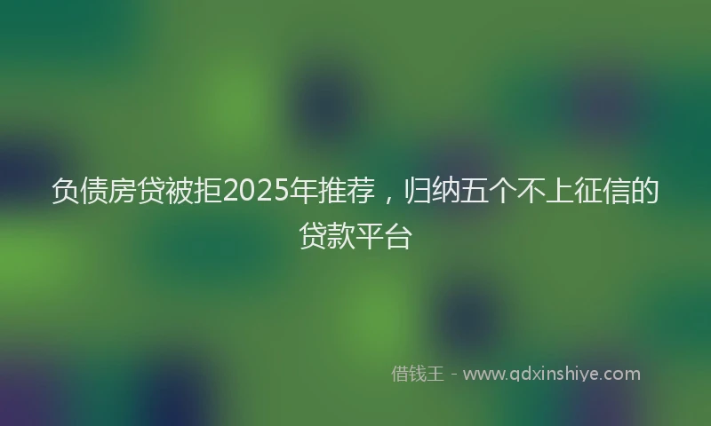 负债房贷被拒2025年推荐，归纳五个不上征信的贷款平台