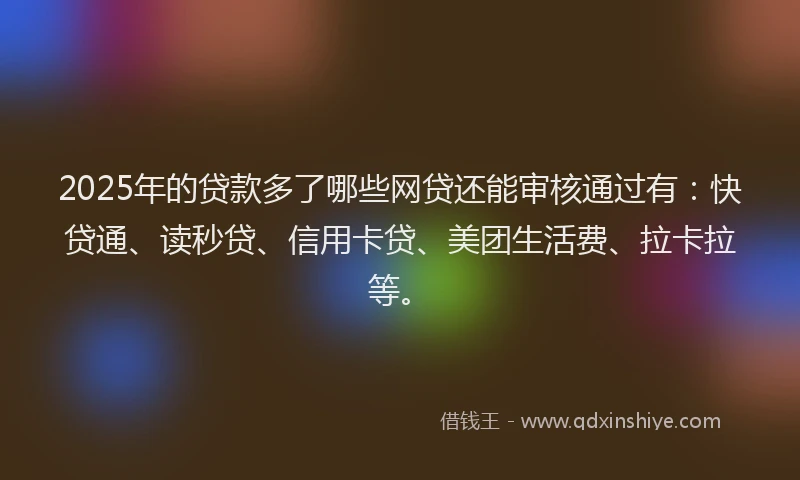 2025年的贷款多了哪些网贷还能审核通过有：快贷通、读秒贷、信用卡贷、美团生活费、拉卡拉等。