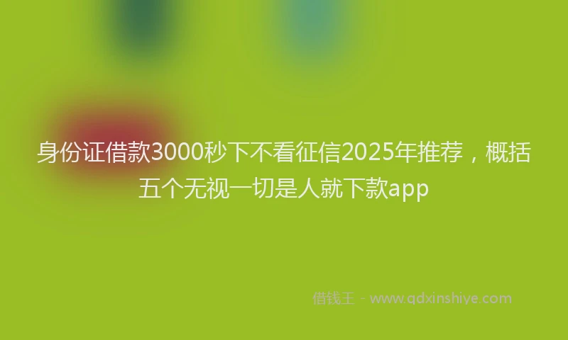 身份证借款3000秒下不看征信2025年推荐，概括五个无视一切是人就下款app