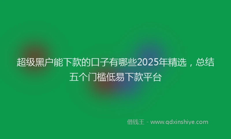 超级黑户能下款的口子有哪些2025年精选，总结五个门槛低易下款平台