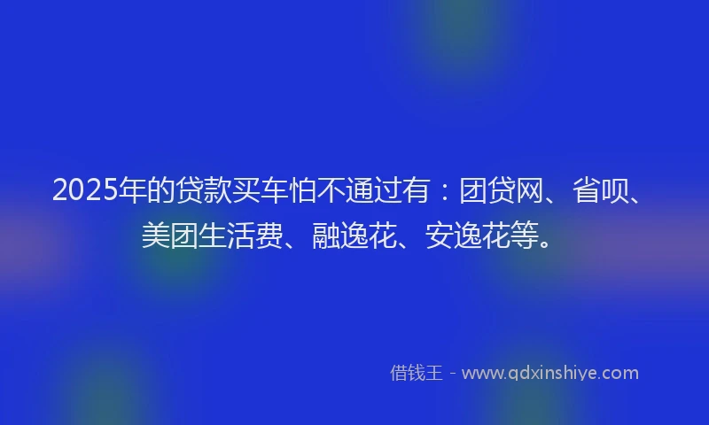2025年的贷款买车怕不通过有：团贷网、省呗、美团生活费、融逸花、安逸花等。