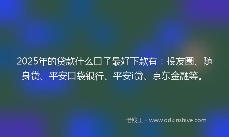 2025年的贷款什么口子最好下款有：投友圈、随身贷、平安口袋银行、平安i贷、京东金融等。