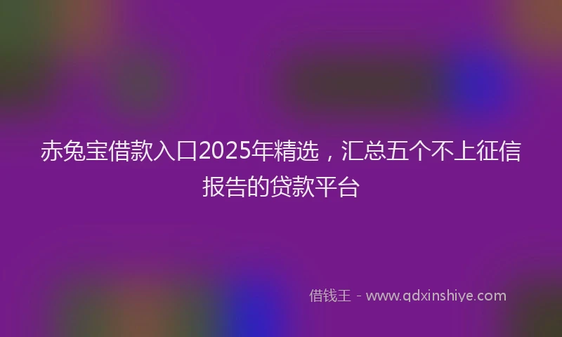 赤兔宝借款入口2025年精选，汇总五个不上征信报告的贷款平台