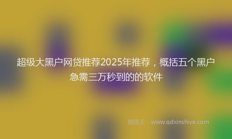 超级大黑户网贷推荐2025年推荐，概括五个黑户急需三万秒到的的软件