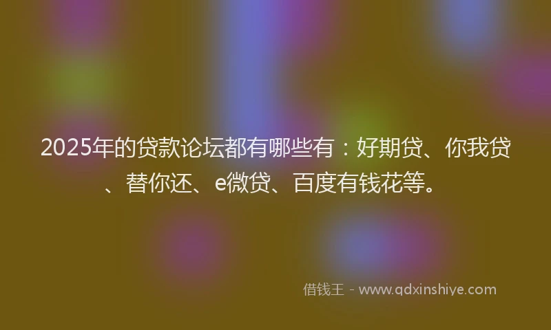 2025年的贷款论坛都有哪些有：好期贷、你我贷、替你还、e微贷、百度有钱花等。