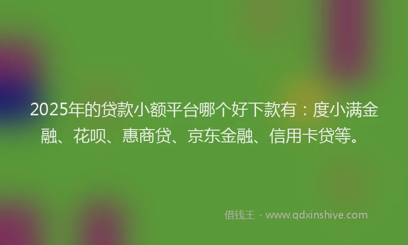 2025年的贷款小额平台哪个好下款有：度小满金融、花呗、惠商贷、京东金融、信用卡贷等。