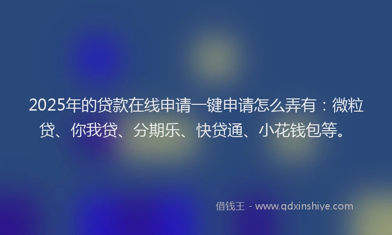 2025年的贷款在线申请一键申请怎么弄有：微粒贷、你我贷、分期乐、快贷通、小花钱包等。