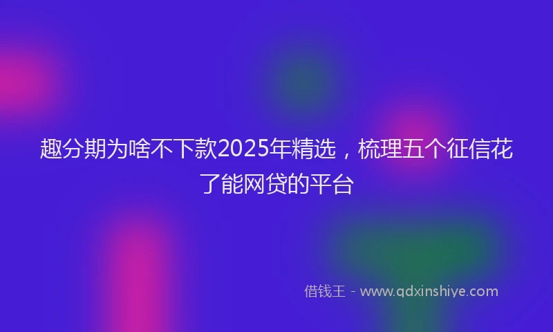 趣分期为啥不下款2025年精选，梳理五个征信花了能网贷的平台