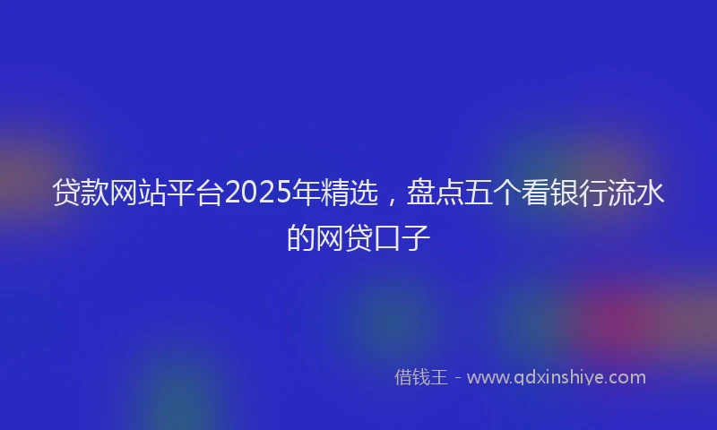 贷款网站平台2025年精选，盘点五个看银行流水的网贷口子