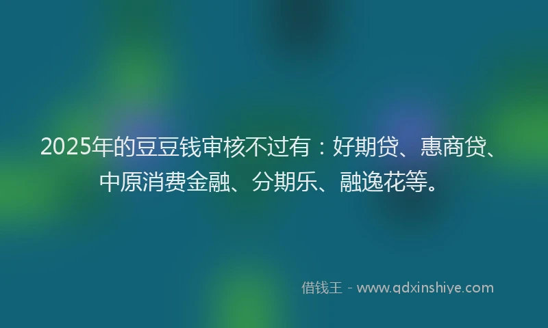 2025年的豆豆钱审核不过有：好期贷、惠商贷、中原消费金融、分期乐、融逸花等。