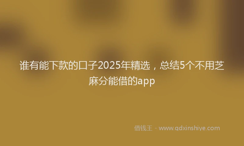 谁有能下款的口子2025年精选，总结5个不用芝麻分能借的app