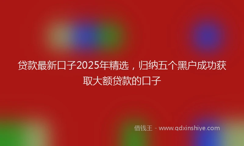 贷款最新口子2025年精选，归纳五个黑户成功获取大额贷款的口子