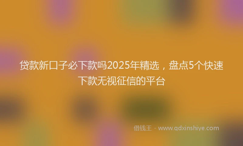 贷款新口子必下款吗2025年精选，盘点5个快速下款无视征信的平台